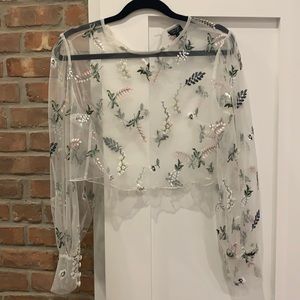 Floral long sleeve crop top